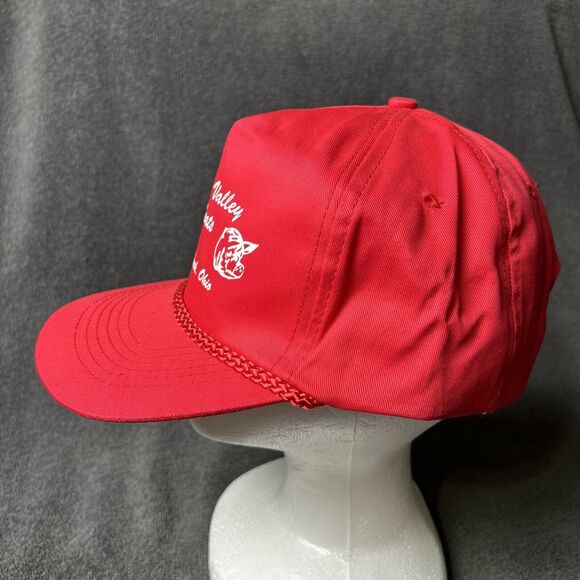 Vintage SnapBack Hat Sugar Valley Meats Butcher Red Adjustable Cap - Picture 4 of 8
